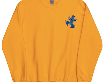 Poison Dart Frog Sweatshirt, Embroidered Long Sleeve Crewneck Pullover Sweater, Frog Gifts, Multiple Colors