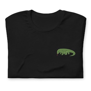 Komodo Dragon Shirt, EMBROIDERED Short Sleeve Crewneck Tshirt, Komodo Dragon Gift, Exotic Animals, Multiple Colors