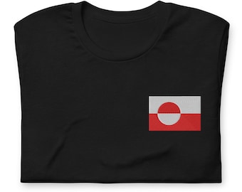 Greenland Flag Shirt, EMBROIDERED Short Sleeve Crewneck Tshirt, Greenlandic Gifts, Hands Off Greenland, Multiple Colors