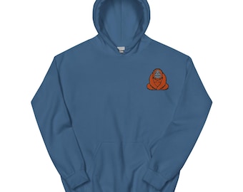 Hoodie orang-oetan, GEBORDUURDE trui met ronde hals en capuchon, orang-oetancadeaus, cadeau dierenverzorger, exotische dieren, meerdere kleuren