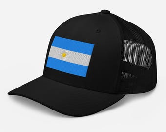 Argentina Flag Hat, Embroidered Adjustable Mesh Trucker Cap, Argentina Gifts, Argentina Soccer, Multiple Colors