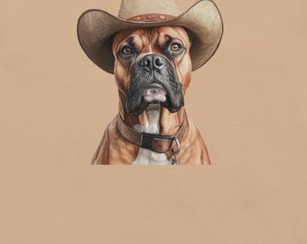 Camiseta de perro bóxer con sombrero de vaquero, linda camiseta de manga corta con cuello redondo, regalos para mamá bóxer, camiseta de vaquero para perro, varios colores