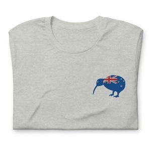 Kiwi Bird New Zealand Flag Shirt, EMBROIDERED Short Sleeve Crewneck Tshirt, Kiwi Bird Shirt, New Zealand Gifts, Multiple Colors