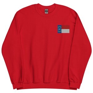 North Carolina Flag Sweatshirt, Embroidered Long Sleeve Crewneck Sweater, North Carolina Gifts, NC Native, Multiple Colors