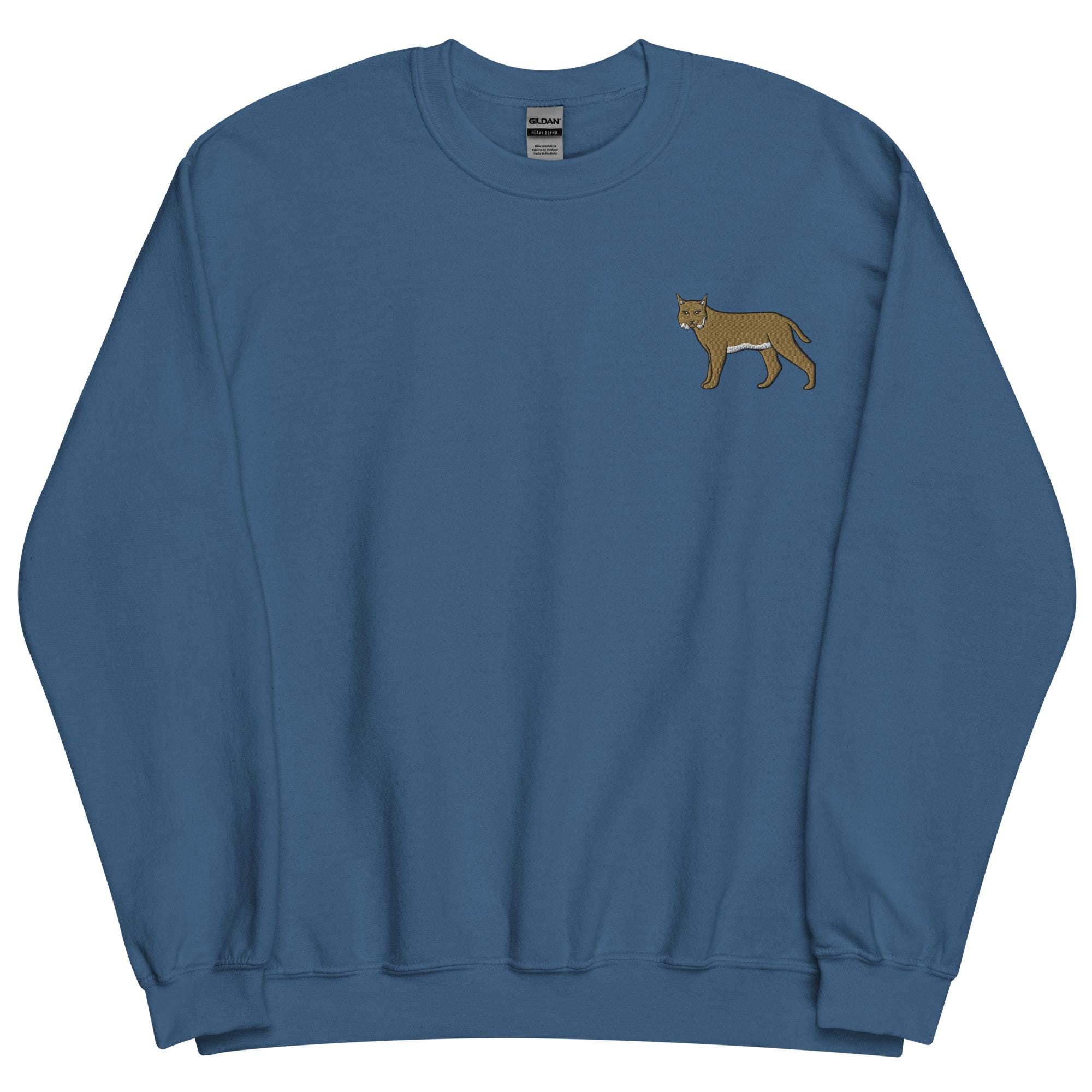 ボブキャット スウェットシャツ、刺繍入り長袖クルーネックプル 
