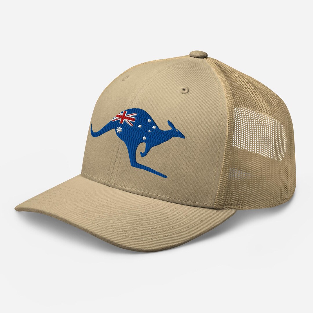 Australia Flag Kangaroo Hat, EMBROIDERED Adjustable Mesh Back Trucker ...