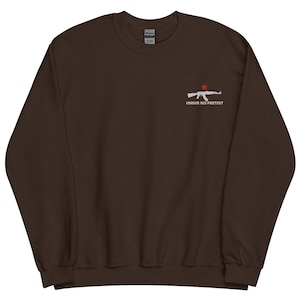 Under No Pretext Flag Sweatshirt, Embroidered Long Sleeve Crewneck Sweater, Karl Marx Socialist Leftist Gifts, Multiple Colors