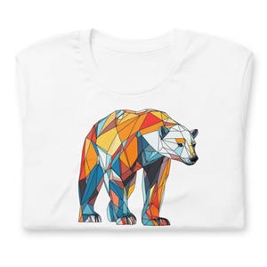 Geometric Polar Bear Tshirt, Polar Bear DTG Printed Shirt, Cute Bear Tee, Arctic Animals, Animal Lover Tshirt, Multiple Colors