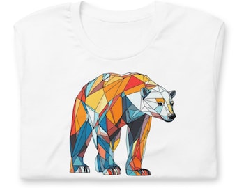 T-shirt geometrische ijsbeer, shirt ijsbeer DTG gedrukt, T-shirt schattige beer, pooldieren, T-shirt dierenliefhebber, meerdere kleuren