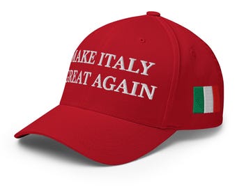 Make Italy Great Again Hat, Italian Flag Embroidered Structured Flexfit Cap, Italy Gifts, Italian Pride, Multiple Colors