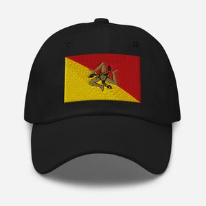 Sicily Hat, Sicilian Flag Embroidered Adjustable Dad Cap, Sicilian Gifts, Sicily Souvenir, Sicilian American, Multiple Colors