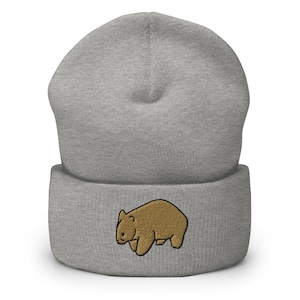 Wombat Beanie, Embroidered Cuffed Beanie Hat, Cute Animal Beanie, Australian Animals, Exotic Wildlife, Multiple Colors