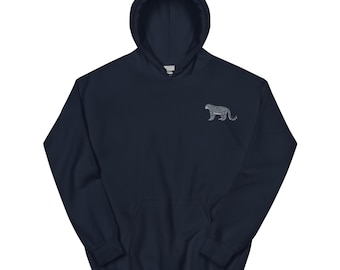 スノーレパード パーカー、刺繍入りクルーネック プルオーバー フード付きスウェットシャツ、エキゾチックアニマル、ヒョウ柄セーター、マルチカラー