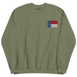 North Carolina Flag Sweatshirt, Embroidered Long Sleeve Crewneck Sweater, North Carolina Gifts, NC Native, Multiple Colors