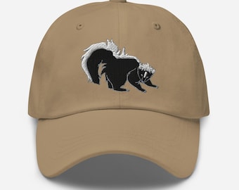 Cappello a forma di puzzola, berretto da papà in cotone regolabile RICAMATO, regali a forma di puzzola, grazioso cappello a forma di animale, vari colori