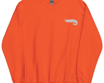 Felpa con cappuccio e scollo a V a forma di pesce gatto, maglione girocollo a maniche lunghe con ricamo a forma di pesce gatto, regali a forma di pesce gatto, colori assortiti