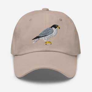 Peregrine Falcon Hat, EMBROIDERED Adjustable Cotton Dad Cap, Falcon Gifts, Birds of Prey, Bird Watching Gifts, Multiple Colors