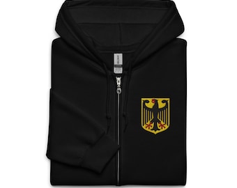 German Coat of Arms Hoodie, EMBROIDERED Pullover Zip Up Hoodie, Germany Gift, Deutschland Gifts, German American, Multiple Colors