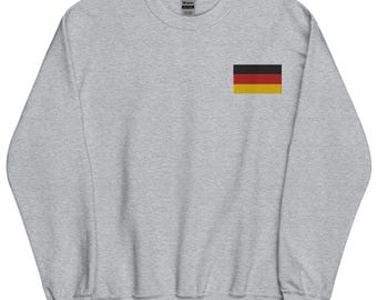 Germany Sweatshirt, German Flag Embroidered Long Sleeve Crewneck Sweater, Germany Gifts, German American Gift, Multiple Colors
