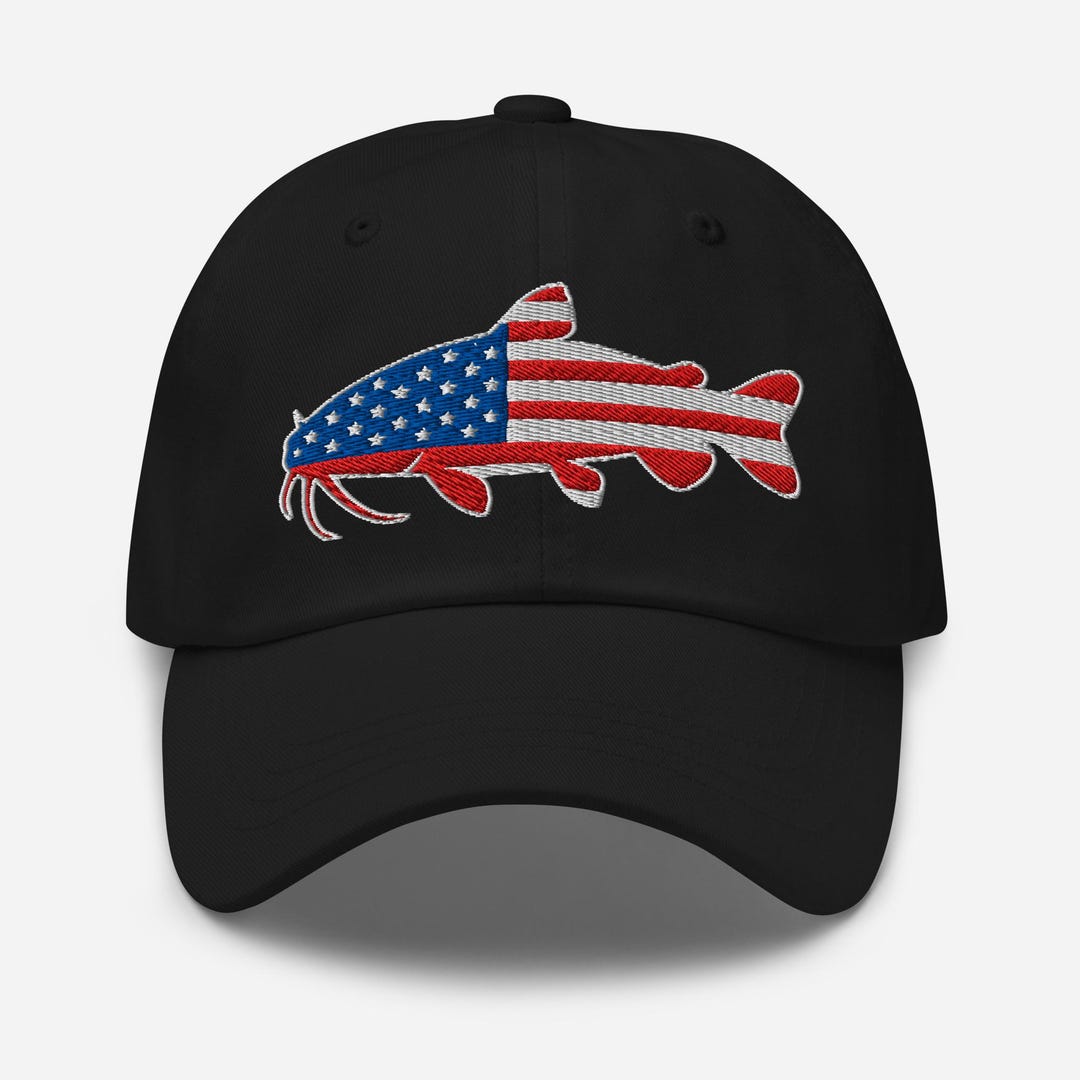 Patriotic Catfish Hat, USA Flag Embroidered Adjustable Dad Cap, Catfish ...
