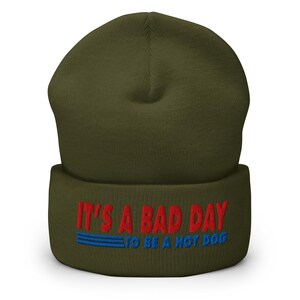 It's a bad day to be a Costco hot dog | embroidered cuffed beanie hat