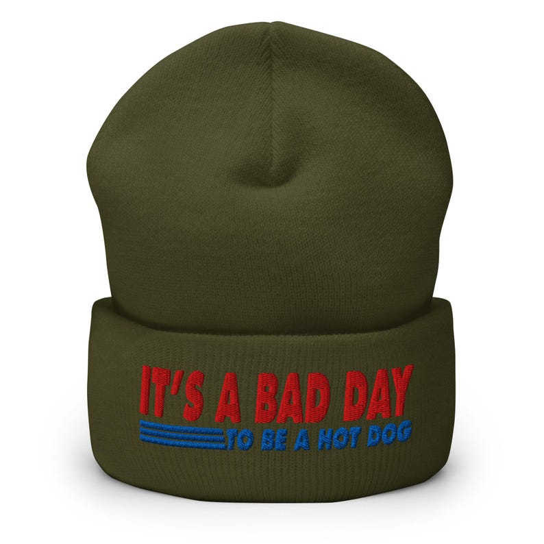 It's a bad day to be a Costco hot dog | embroidered cuffed beanie hat
