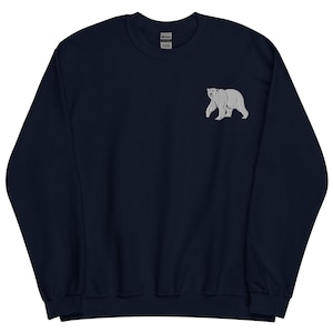 Polar Bear Sweatshirt, EMBROIDERED Long Sleeve Crewneck Sweater, Polar Bear Gifts, Bear Lover, Multiple Colors