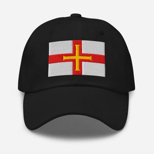 Guernsey Flag Hat, Embroidered Adjustable Dad Cap, Guernsey Gifts, Guernsey Souvenir, Channel Islands, Multiple Colors