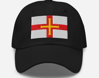 Gorra con la bandera de Guernsey, gorra ajustable bordada, regalos de Guernsey, souvenir de Guernsey, Islas del Canal, varios colores