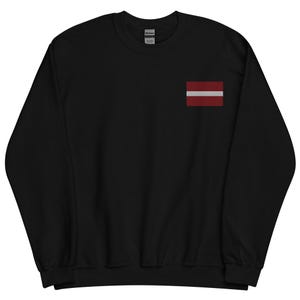 Latvia Sweatshirt, Latvian Flag Embroidered Long Sleeve Crewneck Sweater, Latvia Gifts, Multiple Colors