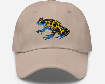 Gorra de rana dardo venenosa, gorra de papá de algodón ajustable bordada, regalo de rana, fauna exótica, varios colores
