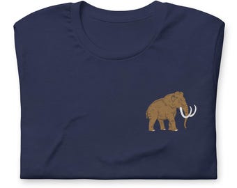 Woolly Mammoth Shirt, EMBROIDERED Short Sleeve Crewneck Tshirt, Ice Age, Mammoth Gifts, Extinct Animals, Multiple Colors