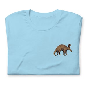 Erdferkel Shirt, BESTICKTES Kurzarm-T-Shirt mit Rundhalsausschnitt, Erdferkel-Geschenke, exotische Tiere, mehrere Farben