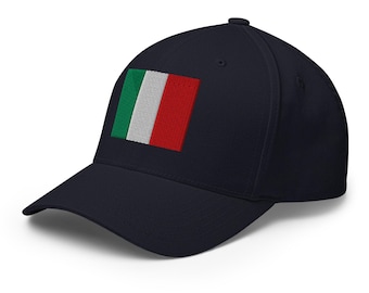 Italy Flag Hat, Italian Flag Embroidered Structured Flexfit Cap, Italia Gifts, Italian American, Italy Souvenir, Multiple Colors