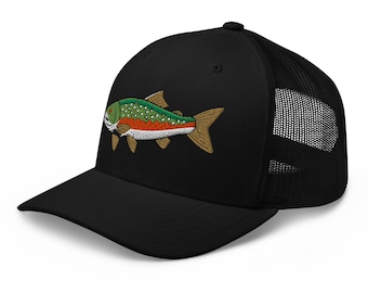 Gorra de trucha de arroyo bordada, gorra de camionero ajustable y estructurada, regalos para trucha, gorra de pesca, varios colores