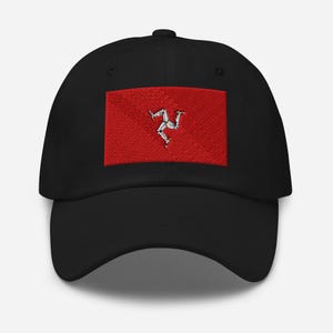 Isle of Man Flag Hat, Embroidered Adjustable Cotton Dad Cap, Isle of Man Gifts, Isle of Man Souvenir, Multiple Colors