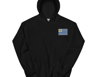 Uruguay Hoodie, Uruguayan Flag Embroidered Pullover Hooded Sweatshirt, Uruguay Gifts, Uruguay Soccer World Cup, Multiple Colors
