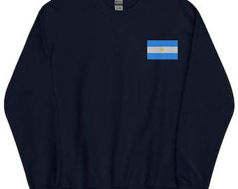 Argentina Sweatshirt, Embroidered Long Sleeve Crewneck Pullover Sweater, Argentina Gifts, Argentina Soccer Futbol Gift, Multiple Colors