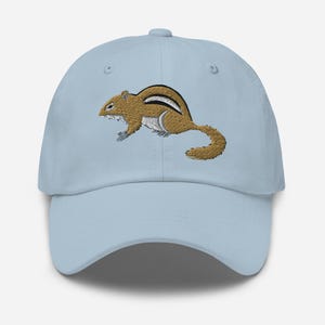 Streifenhörnchen-Hut, bestickte verstellbare Baumwollpapa-Kappe, Streifenhörnchen-Geschenke, niedliches Waldtiergeschenk, verschiedene Farben