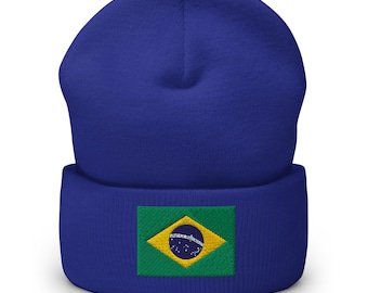 Gorro com bandeira do Brasil, gorro bordado com punho, presentes brasileiros, presente da Copa do Mundo de Futebol do Brasil, brasileiro-americano, várias cores