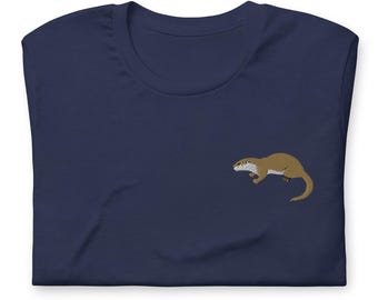 GEBORDUURD ottershirt, schattig rivierottershirt met korte mouw en ronde hals, ottercadeaus, meerdere kleuren