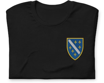 Bosnian Coat of Arms Shirt, EMBROIDERED Short Sleeve Crewneck Tshirt, Bosnian Gifts, Bosnia World Cup 2026, Multiple Colors