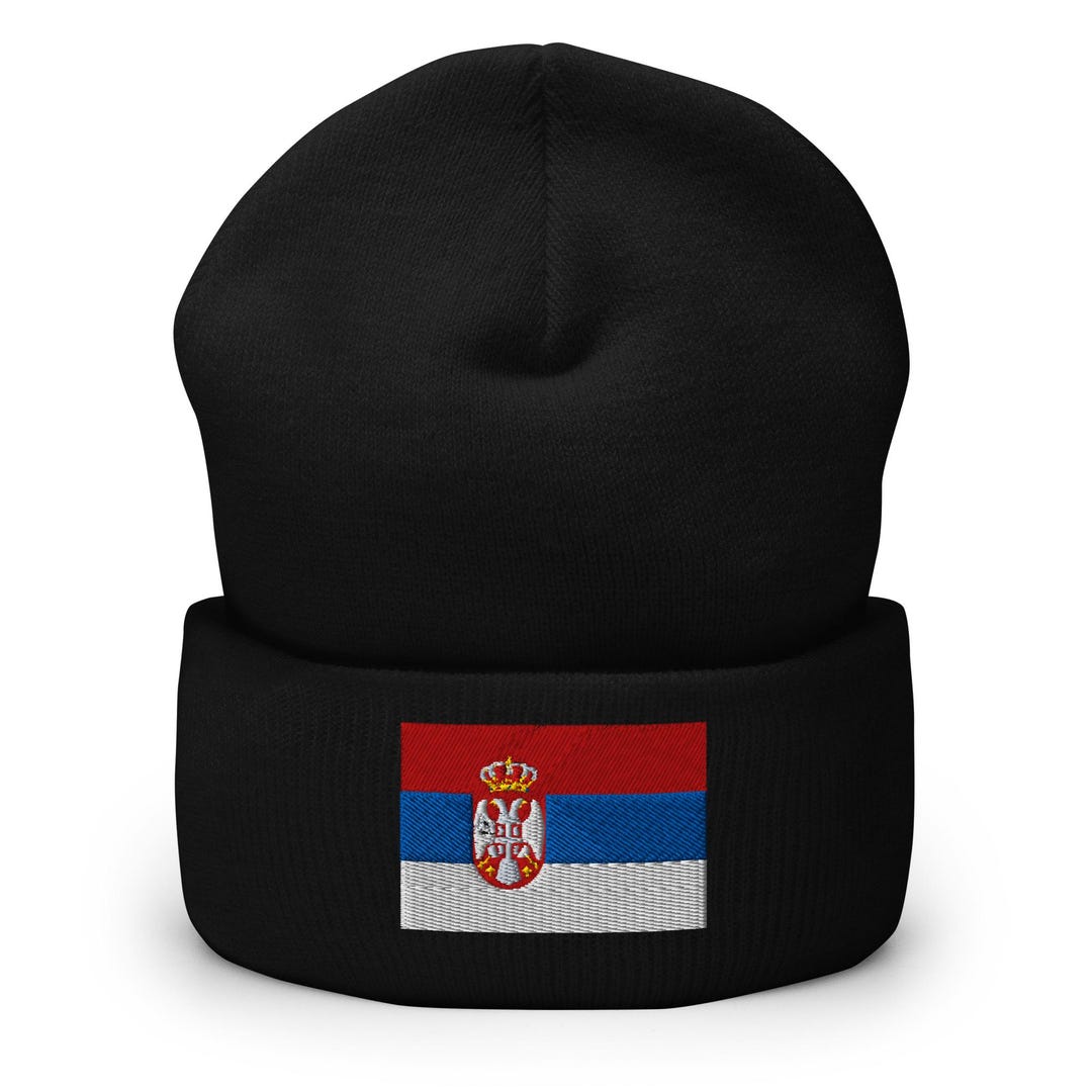 Serbia Flag Beanie, Embroidered Cuffed Beanie Hat, Serbian Gifts ...