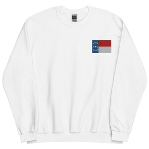North Carolina Flag Sweatshirt, Embroidered Long Sleeve Crewneck Sweater, North Carolina Gifts, NC Native, Multiple Colors