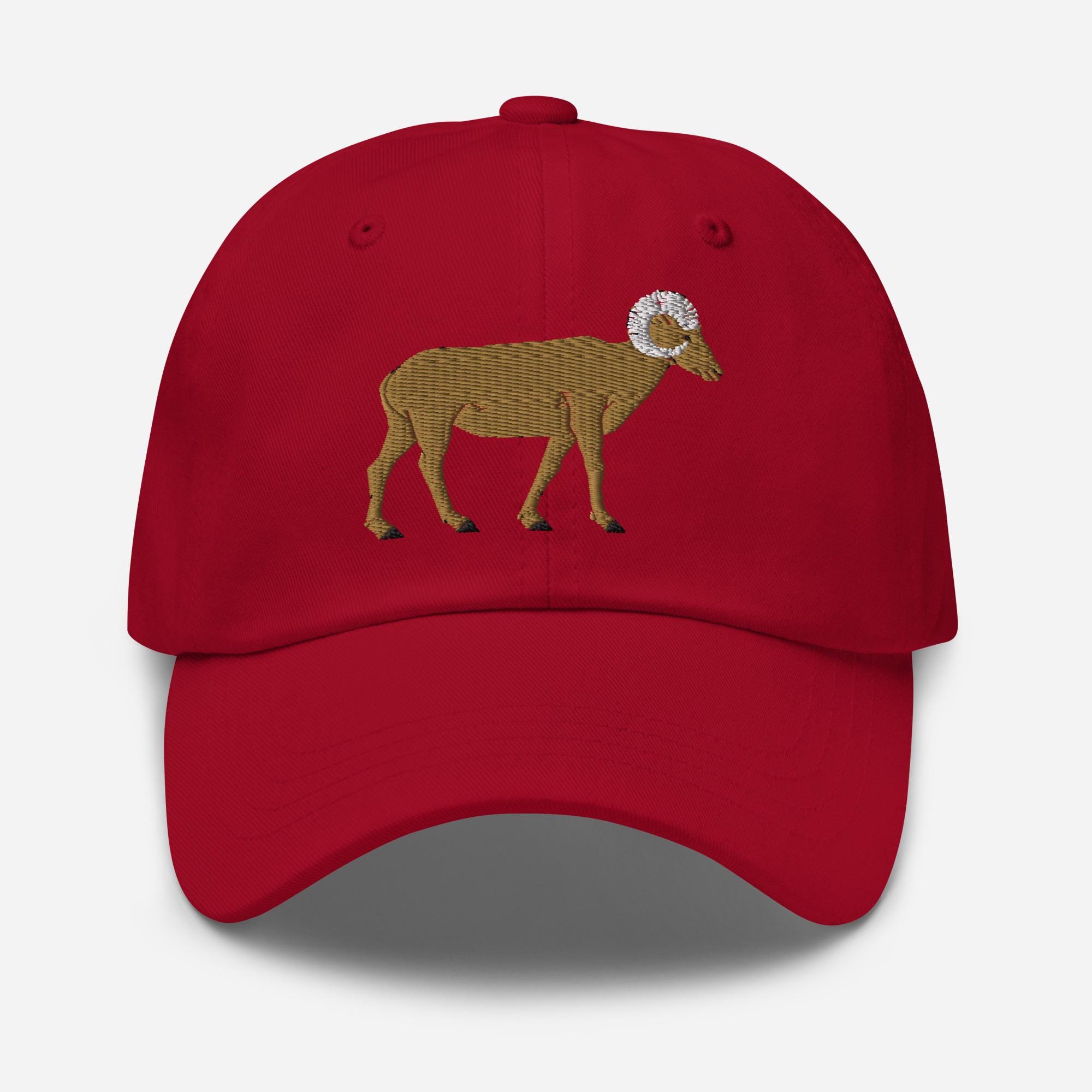 Bighorn Sheep Hat, EMBROIDERED Adjustable Cotton Dad Cap 