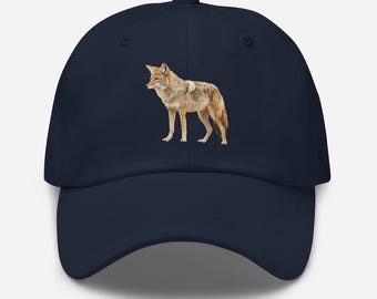 Czapka kojota, regulowana niestrukturyzowana bawełniana czapka dla taty, prezenty kojota, czapka zwierzęca, wiele kolorów