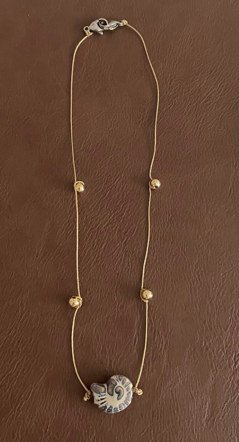 The Little Mermaid Seashell Memory Necklace Gold Knotted Cord With