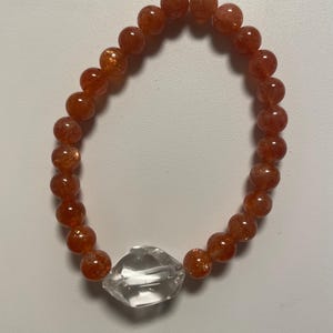 Pure Sunstone Bracelet With Crystal Bead