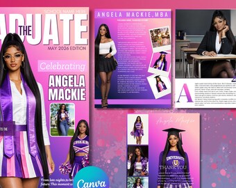 Editable Graduation Magazine Template | Class of 2026 Announcement (Digital Download)