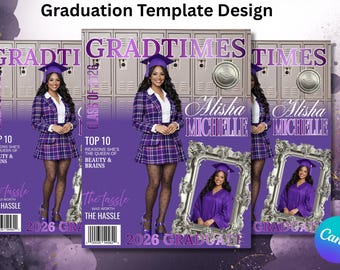 Brochure de remise des diplômes modèle 2026, flyer modifiable, couverture senior, faire-part promotion 2026